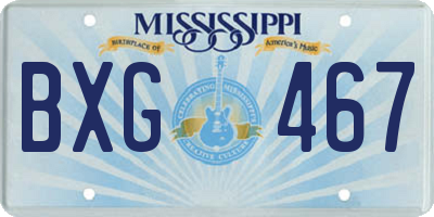 MS license plate BXG467