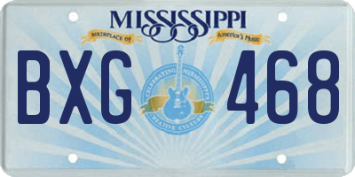 MS license plate BXG468