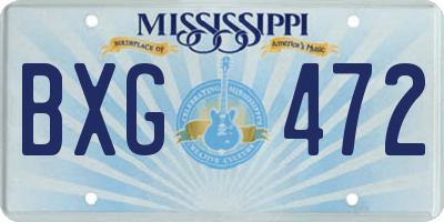 MS license plate BXG472