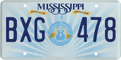 MS license plate BXG478