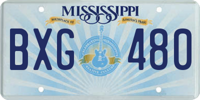 MS license plate BXG480