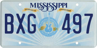 MS license plate BXG497