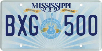 MS license plate BXG500