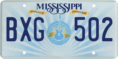 MS license plate BXG502