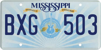 MS license plate BXG503