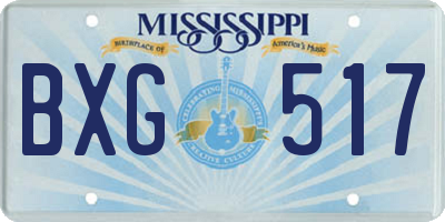 MS license plate BXG517