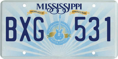 MS license plate BXG531