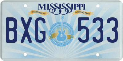 MS license plate BXG533