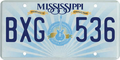 MS license plate BXG536
