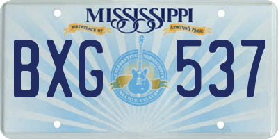 MS license plate BXG537
