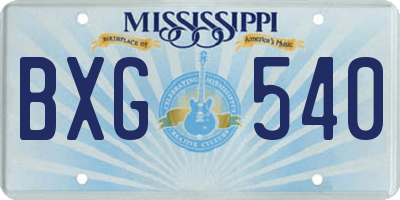 MS license plate BXG540