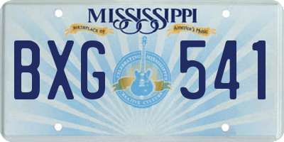 MS license plate BXG541