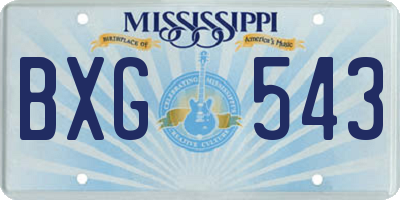 MS license plate BXG543