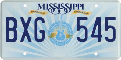 MS license plate BXG545