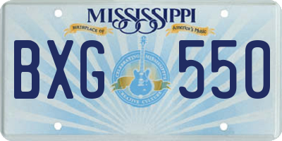 MS license plate BXG550