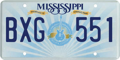 MS license plate BXG551