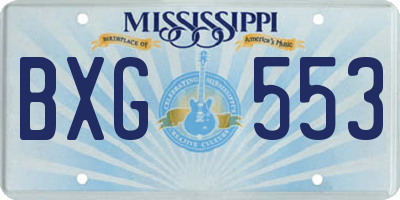 MS license plate BXG553