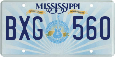 MS license plate BXG560