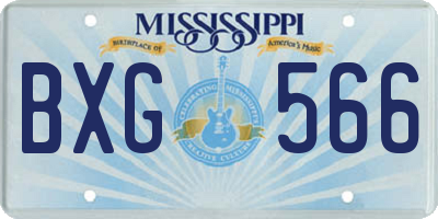 MS license plate BXG566