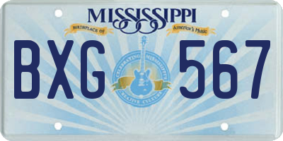 MS license plate BXG567