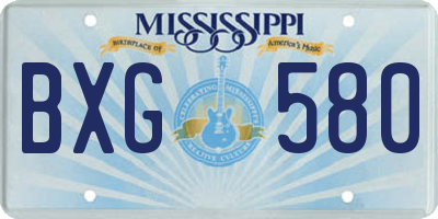 MS license plate BXG580