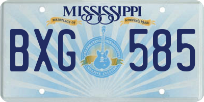 MS license plate BXG585