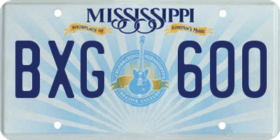 MS license plate BXG600