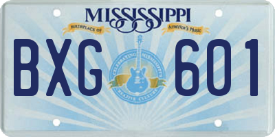 MS license plate BXG601