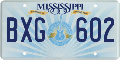 MS license plate BXG602