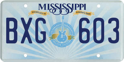 MS license plate BXG603