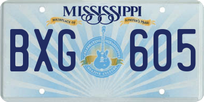 MS license plate BXG605
