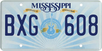 MS license plate BXG608