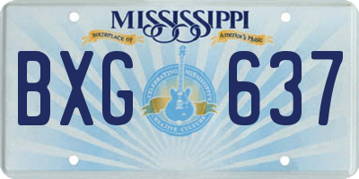MS license plate BXG637