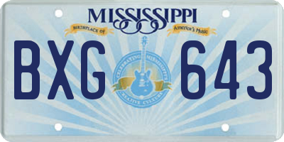 MS license plate BXG643