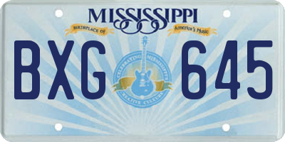 MS license plate BXG645