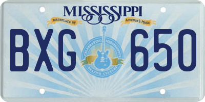 MS license plate BXG650