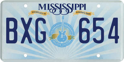 MS license plate BXG654