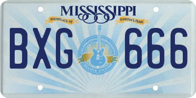 MS license plate BXG666