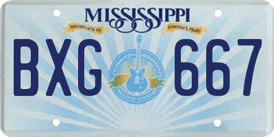 MS license plate BXG667