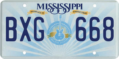 MS license plate BXG668