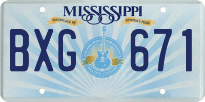 MS license plate BXG671
