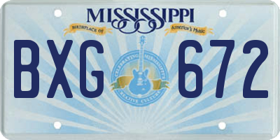 MS license plate BXG672