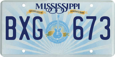 MS license plate BXG673