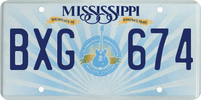 MS license plate BXG674