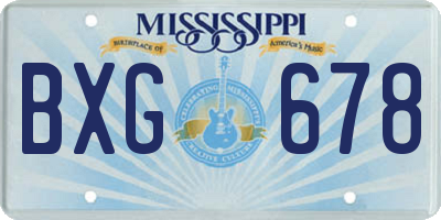 MS license plate BXG678