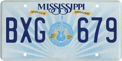 MS license plate BXG679