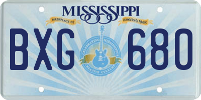MS license plate BXG680