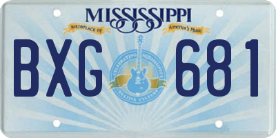 MS license plate BXG681