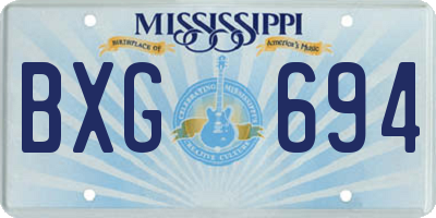MS license plate BXG694