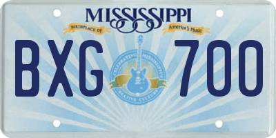 MS license plate BXG700